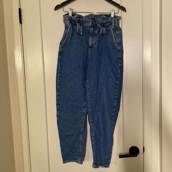 Zara Baggy Paper bag Waist Trousers Jeans Slouchy - Picture 2 of 10